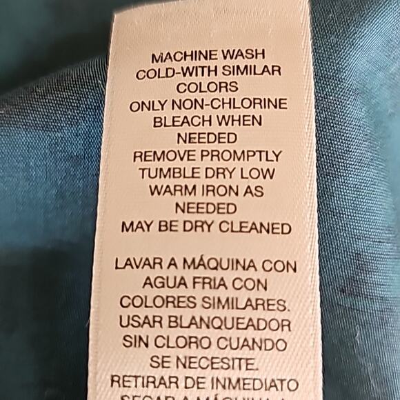 Chico's Womens Sz 16 No Iron Green Geometric 100% Cotton Fairy Button Up Top - Picture 13 of 13